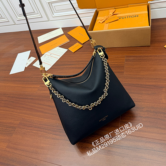 lv louis vuitton leather chain hobo shoulder bag #m29195